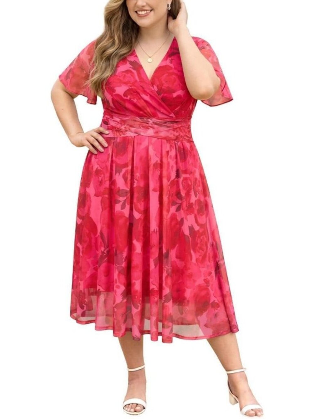 Plus Size A-Line Maxi Dress, Women's Mesh Wrap Dress, Summer Boho Floral